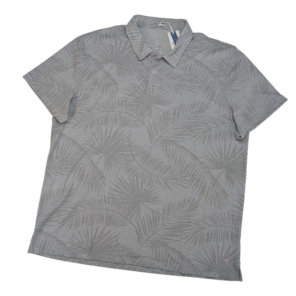 Marine Layer The Air Polo XL Gray Palm Print Recycled Tencel Mens Shirt NWT
